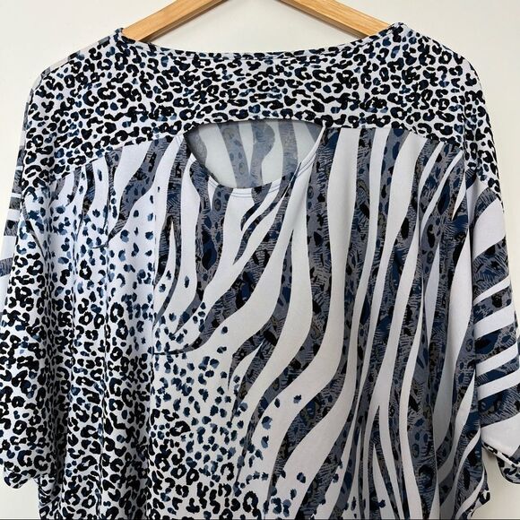 Clara Sun Woo Lagenlook Top Slinky Travel Artsy Relaxed Fit Animal Print Size XS - Picture 5 of 7